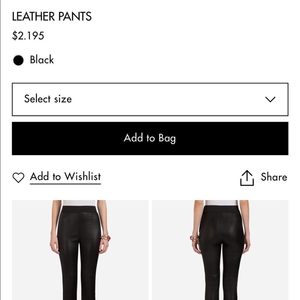 DOLCE GABBANA Leather Pants - Picture 2 of 7
